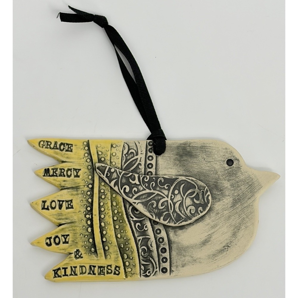 Handmade Pottery Bird Decoration Ornament Grace Mercy Love Joy Kindness